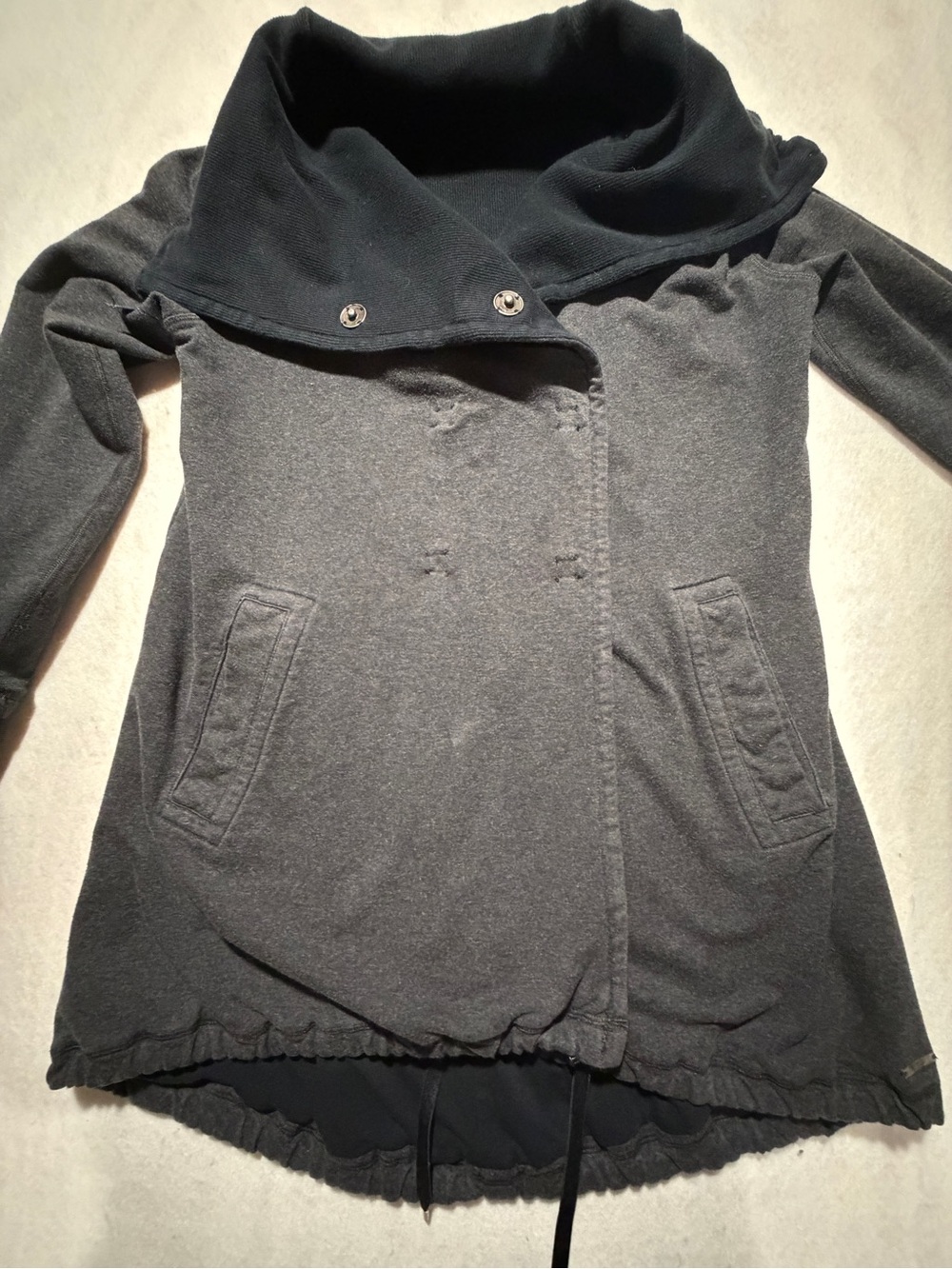 Lululemon Vintage Gratitude Wrap Jacket Heather Charcoal Gray Black Size 8